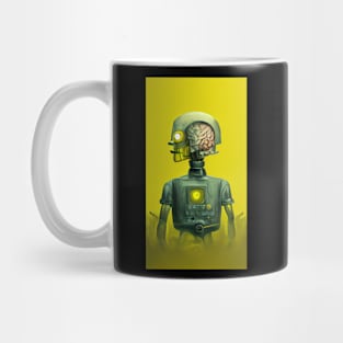 A robot with his brain visible Mug